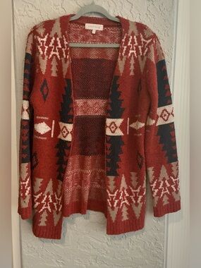 Ally Mae Patterned Open-Front Cardigan Sweater